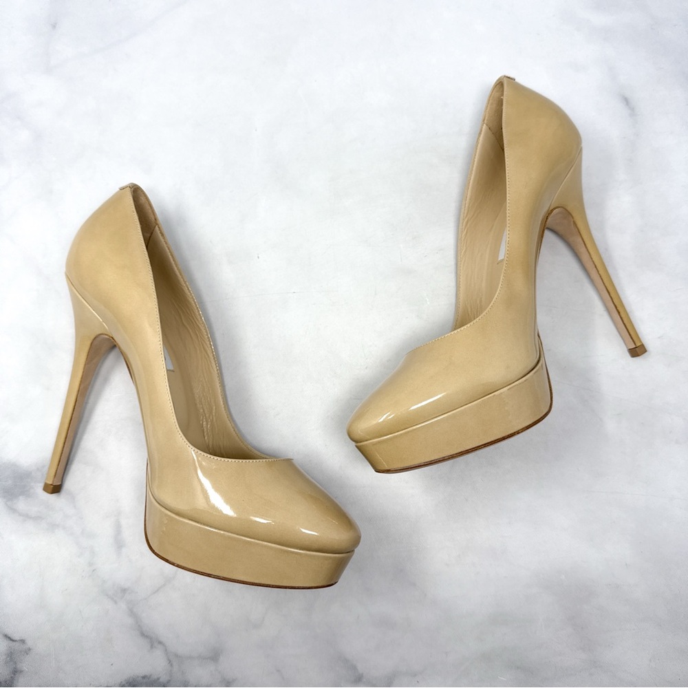 NEW Jimmy Choo Cosmic Patent Leather Platform Stiletto Heel Pumps Nude Sexy 39 - Picture 5 of 16